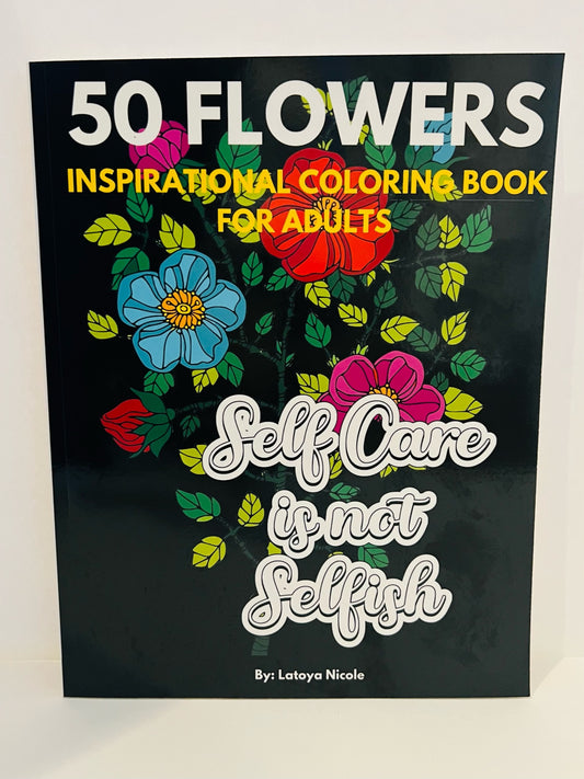 50 Flowers Inspirational Adult Coloring Book